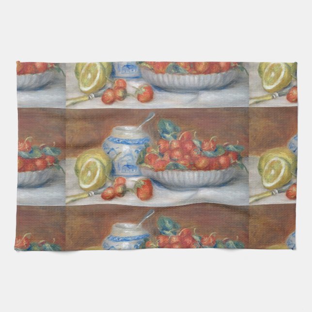 Vintage Pierre Auguste Renoir Strawberries Tea Towel (Horizontal)