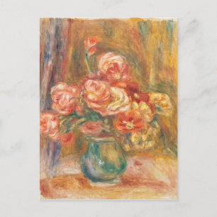 Vintage Pierre Auguste Renoir Vase of Roses Postcard