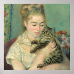 Vintage Pierre Auguste Renoir Woman with a Cat Poster