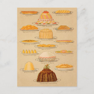 Vintage Pies and Puddings Cooking History Postcard