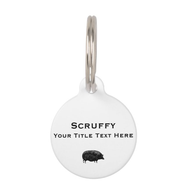 Vintage Pig Antique Print Pet Tag (Back)