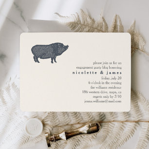 Vintage Pig   Engagement Party BBQ Invitation