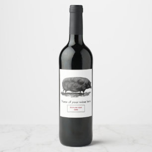 Vintage pig etching wine label