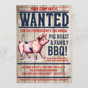 Vintage Pig Roast Family BBQ Invitations