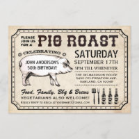 Vintage Pig Roast Invitations (Ticket Style)