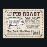Vintage Pig Roast Invitations (Ticket Style)<br><div class="desc">Vintage pig roast invitations. Rustic country vibe. Easy to customise. Available in different styles and colours.</div>