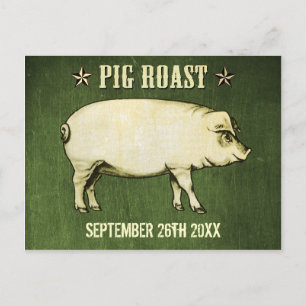 Vintage Pig Roast Postcard Invitation II (Green)