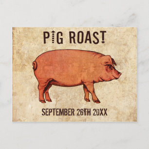 Vintage Pig Roast Postcard Invitation IV