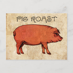 Vintage Pig Roast Postcard Invitation VI