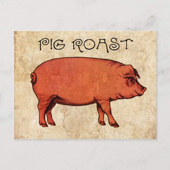 Vintage Pig Roast Postcard Invitation VI (Front)