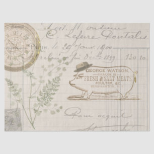 Vintage Pig Sign Farmhouse Tissue Paper