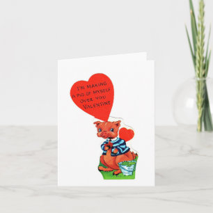 Vintage Pig Valentine Card