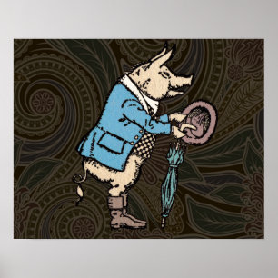 Vintage Pig Wearing Jacket Poster