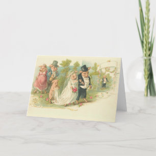 Vintage Pigs Wedding Card