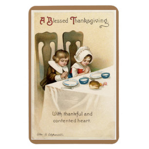 Vintage Pilgrim Children Flexible Magnet