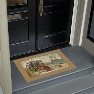 Vintage Pilgrims Landing at Plymouth Doormat