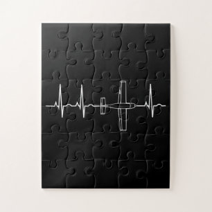 Vintage Pilot Flying Sky Heart Gift Jigsaw Puzzle