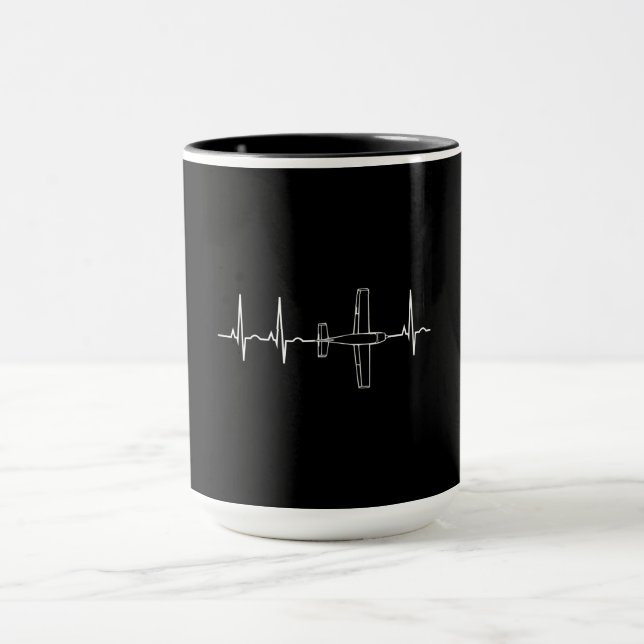 Vintage Pilot Flying Sky Heart Gift Mug (Center)