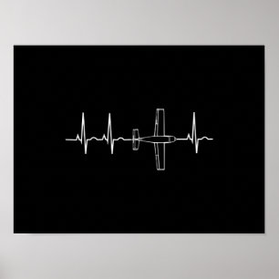 Vintage Pilot Flying Sky Heart Gift Poster
