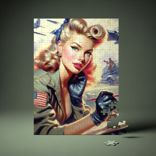 Vintage Pilot Pin Up Jigsaw Puzzle