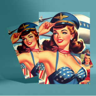 Vintage Pilot Pin-up Postcard