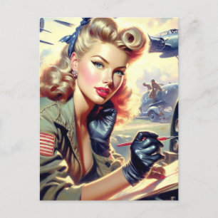 Vintage Pilot Pin Up Postcard