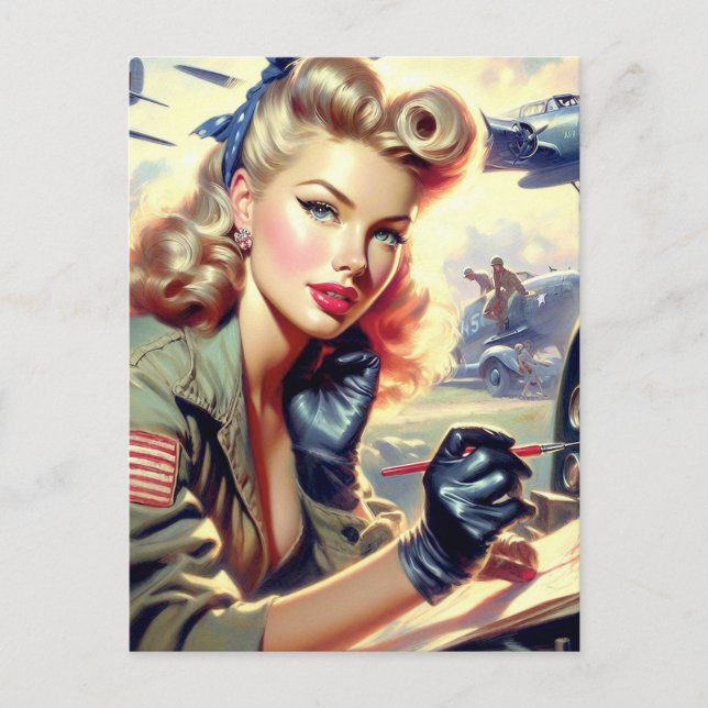 Vintage Pilot Pin Up Postcard (Front)