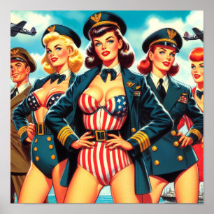 Vintage Pilot Pin-up Poster