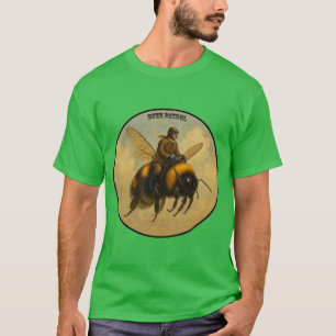 Vintage Pilot Riding a Flying Giant Honey Bee URM T-Shirt