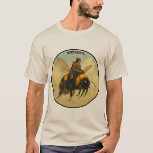 Vintage Pilot Riding a Flying Giant Honey Bee URM T-Shirt