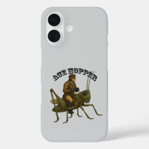 Vintage Pilot Riding a Giant Grasshopper URM iPhone 16 Case