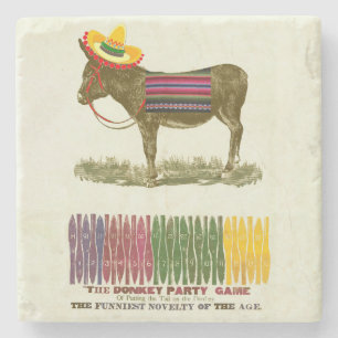 Vintage Pin the Tail on the Donkey Party Game Stone Coaster