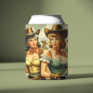 Vintage Pin-up Cowgirls Can Cooler