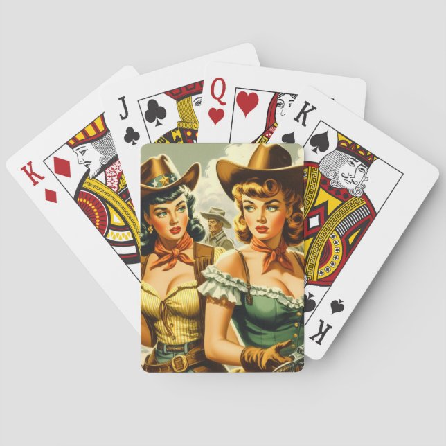 Vintage Pin-up Cowgirls Playing Cards (Back)