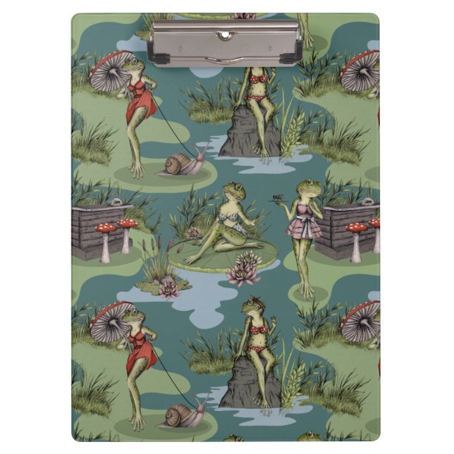 Vintage Pin-Up Girl Frogs Clipboard (Front)