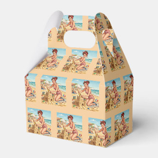 Vintage Pin Up Girl Making Sandcastle Favour Box