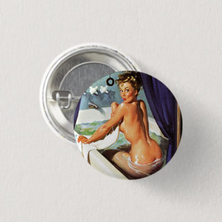 VINTAGE PIN UP GIRL PINBACK BUTTON