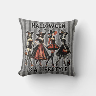 Vintage Pin-Up Halloween Witch Two Sided Print Cushion