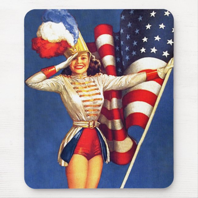 Vintage Pin-up Patriotic Mouse Mat (Front)