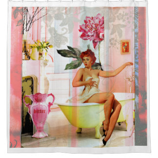 vintage pin up shower curtain