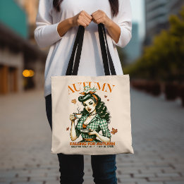 Vintage Pin-Up Style Autumn Retro Fall Fashion Tote Bag