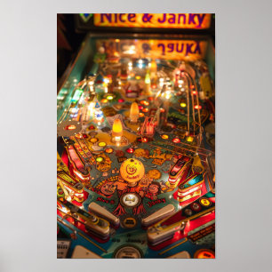 Vintage Pinball Machine Art Poster