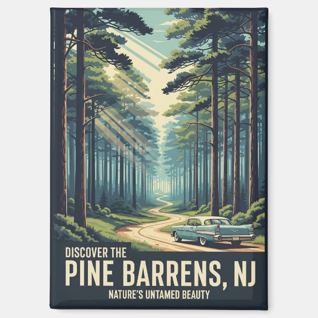Vintage Pine Barrens New Jersey Travel Magnet (Front)
