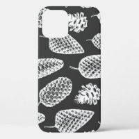 Vintage pine cones, botanical chalkboard.