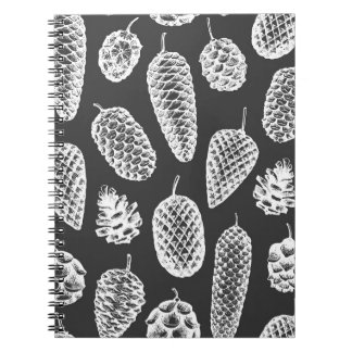 Vintage pine cones, botanical chalkboard. notebook