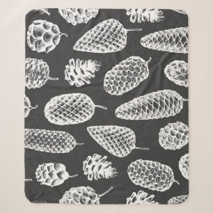 Vintage pine cones, botanical chalkboard. sherpa blanket