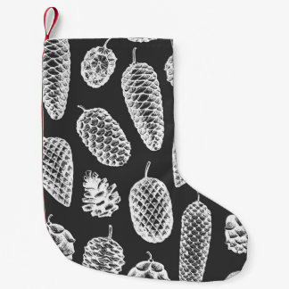 Vintage pine cones, botanical chalkboard. small christmas stocking