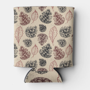 Vintage pine cones: forest background. can cooler