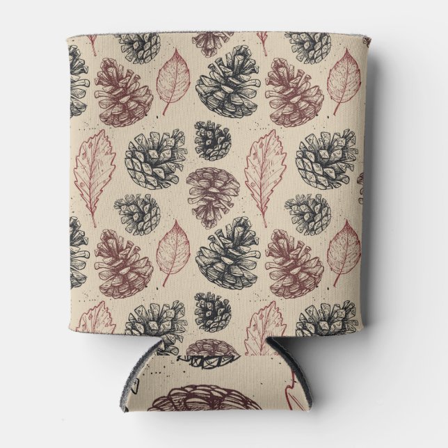 Vintage pine cones: forest background. can cooler (Front)