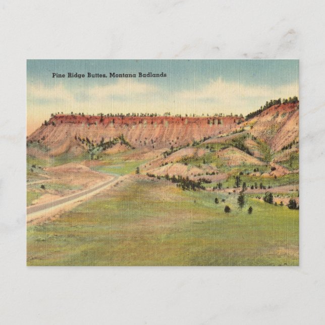 Vintage, Pine Ridge Buttes, Montana, Badlands Postcard (Front)